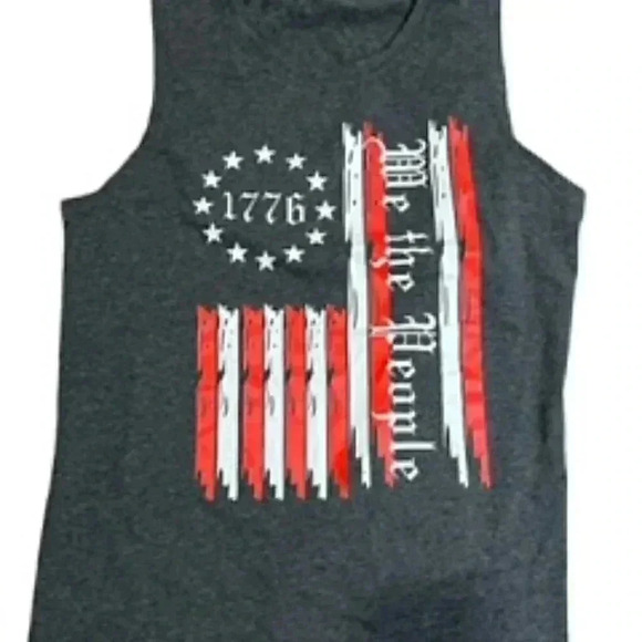 We The People 1776 Flag Tank Top Adult Sz XL. Gray sleeveless shirt workout‎ - Picture 6 of 8